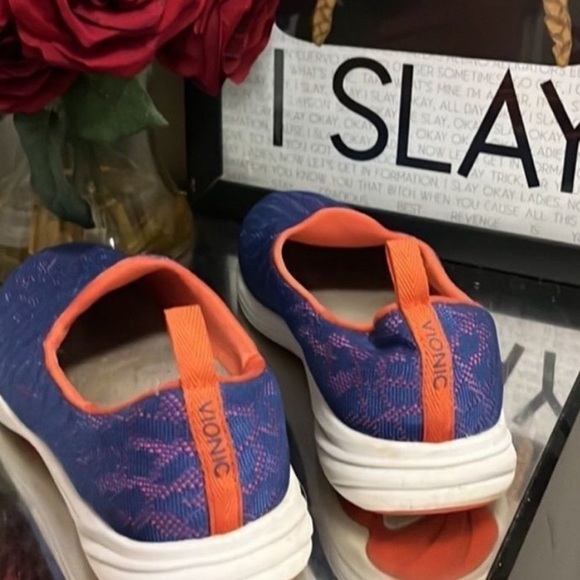 Women's Blue and Orange Slip-On Shoes - Picture 4 of 6